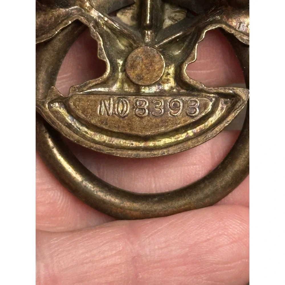 Vintage Eagle Ring Drawer Pulls Antique Brass Cabinet Hardware Pair No 8393